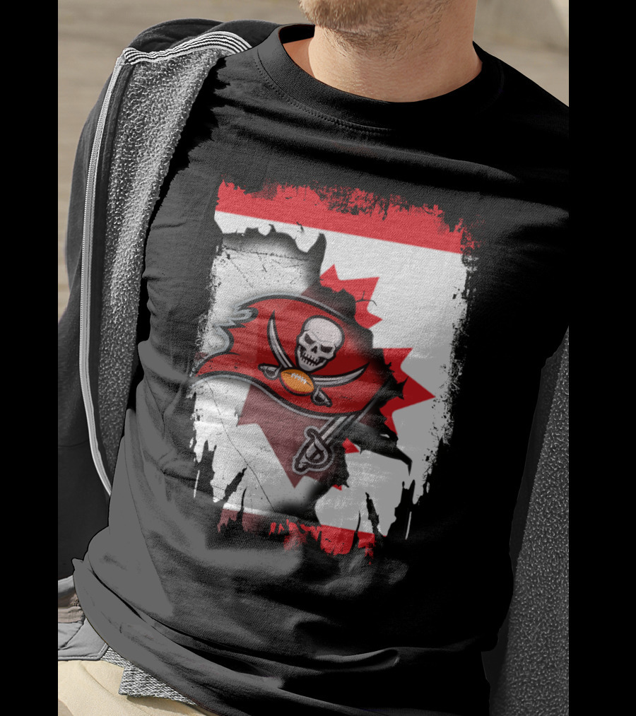 Canada Flag Buccaneers Football Fusion T-Shirt