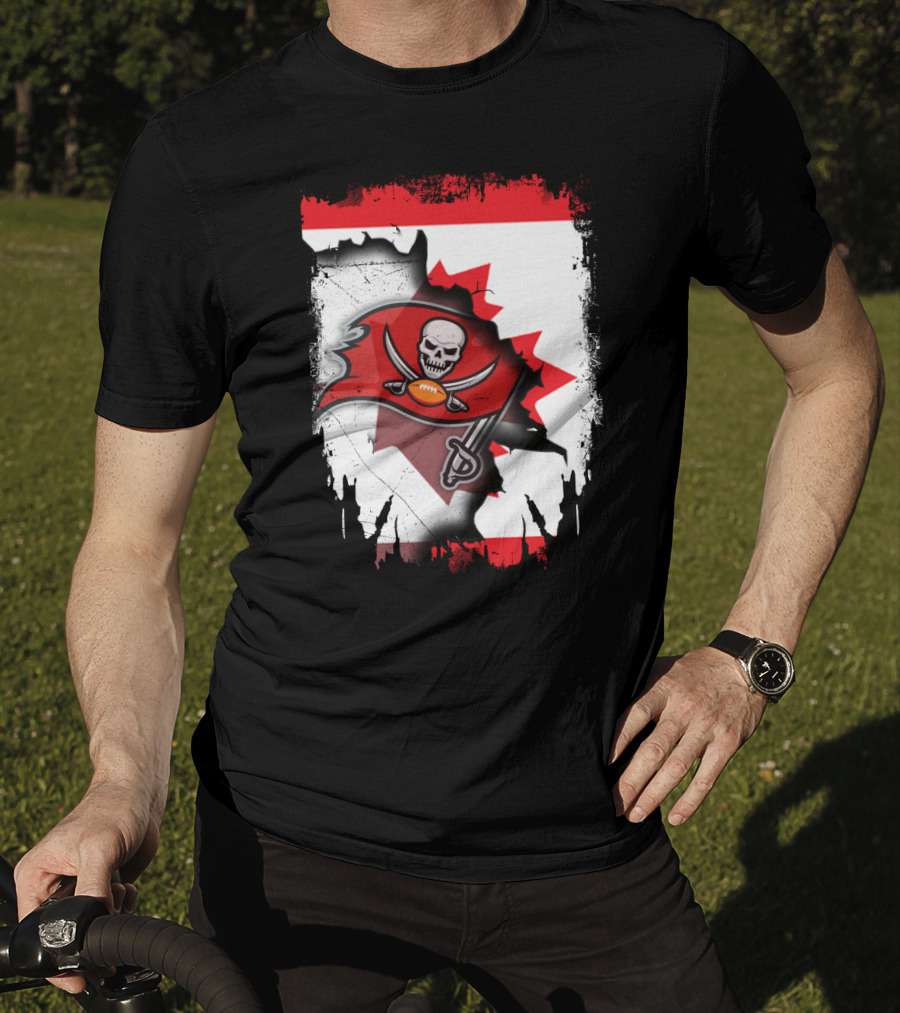 Canada Flag Buccaneers Football Fusion T-Shirt