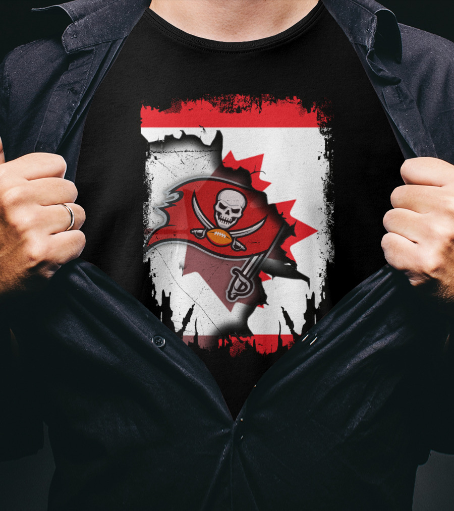 Canada Flag Buccaneers Football Fusion T-Shirt