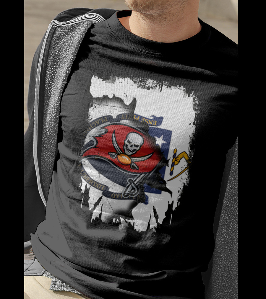 Together Massachusetts And Buccaneers Flag Fusion T-Shirt