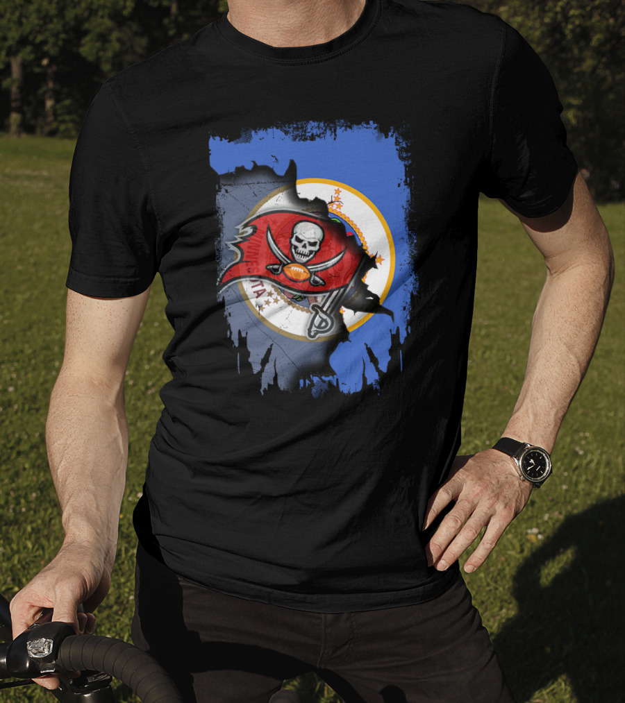 Together Minnesota Flag With Buccaneers Football Skull T-Shirt