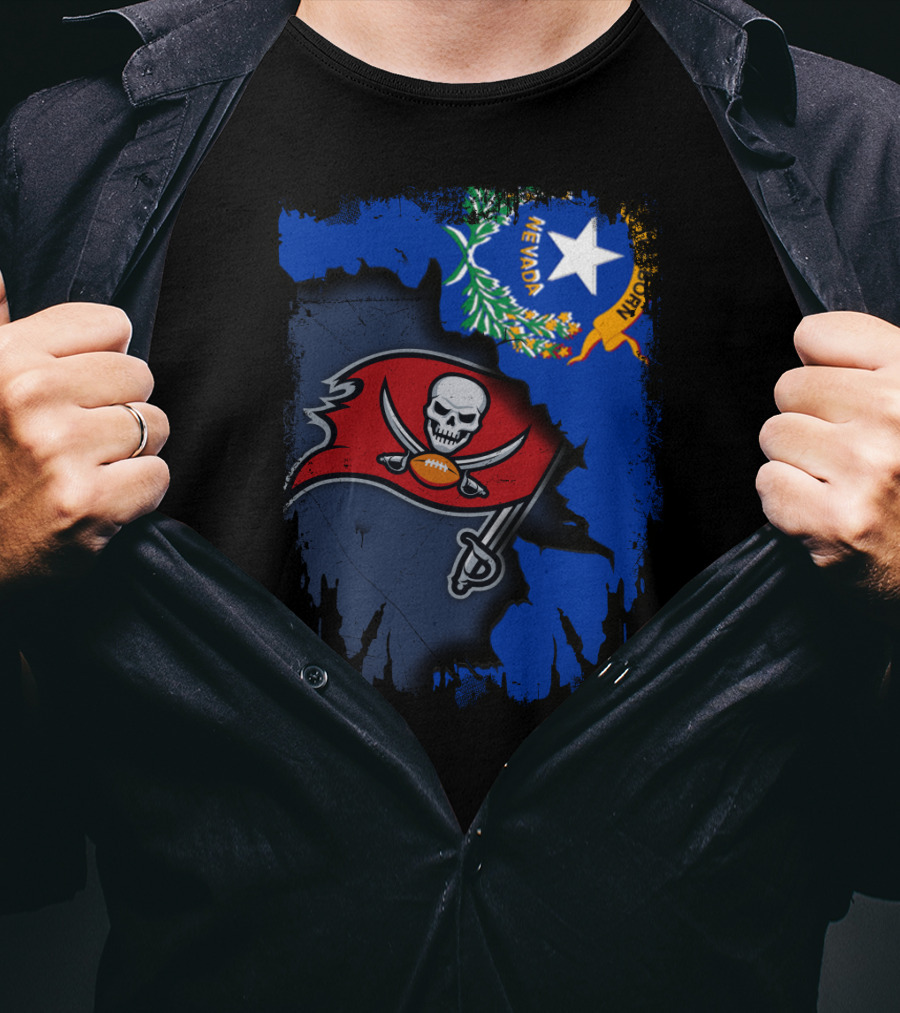 Nevada State With Buccaneers Football Flag Integration T-Shirt