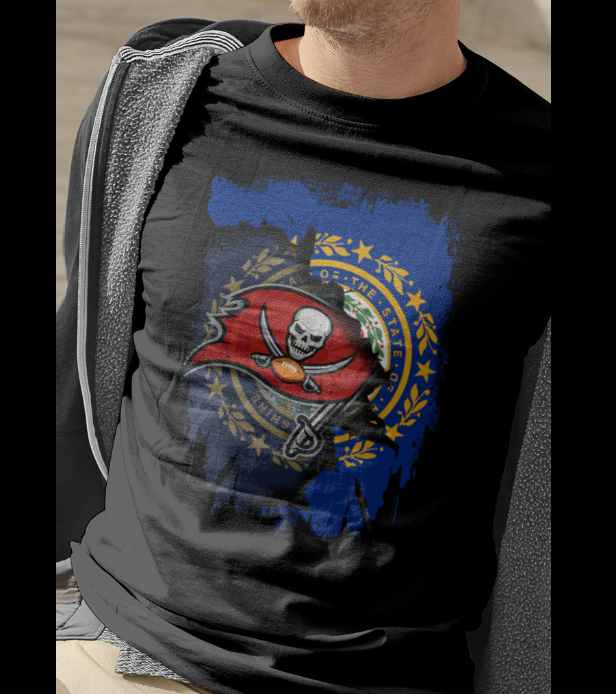 New Hampshire State Flag Combined With Tampa Bay Buccaneers T-Shirt