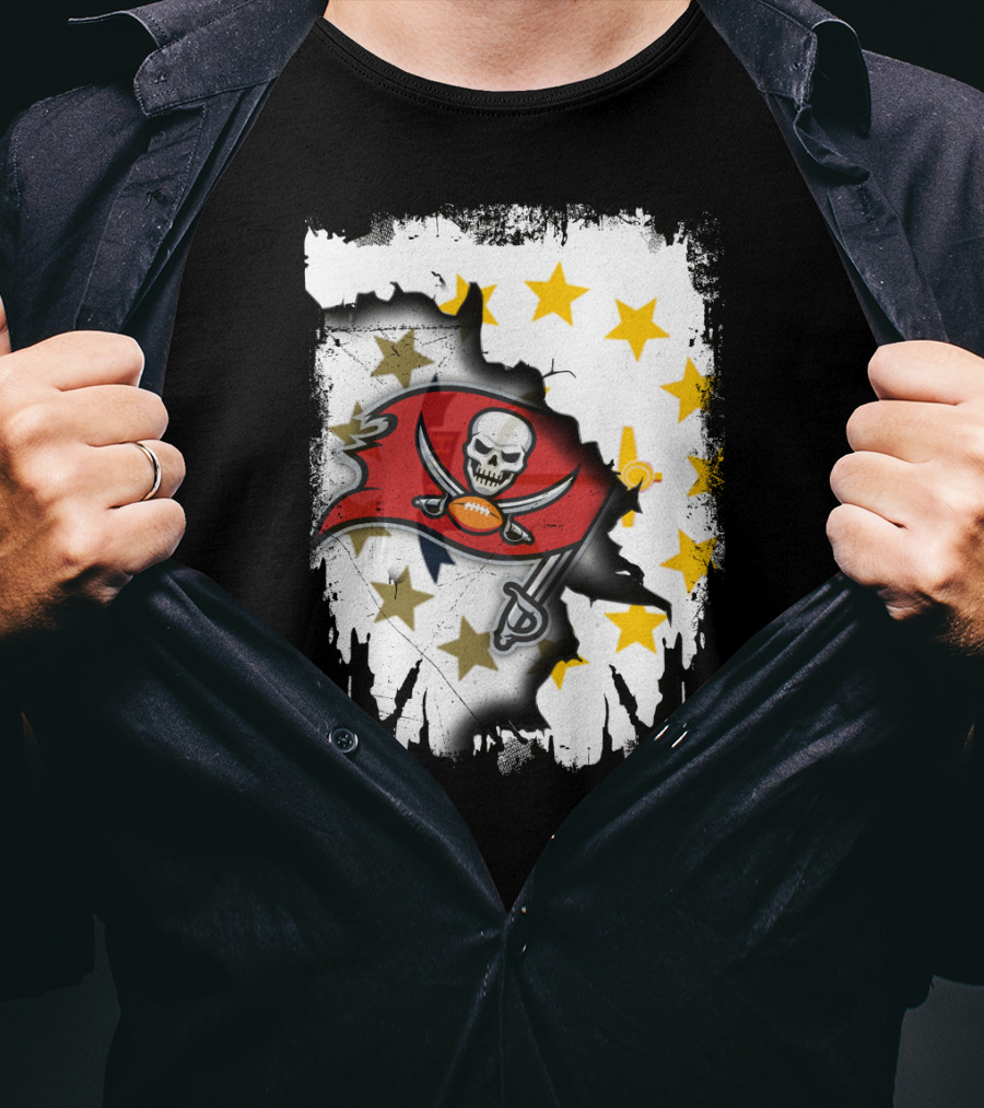 Together Rhode Island With Buccaneers Flag And Stars T-Shirt