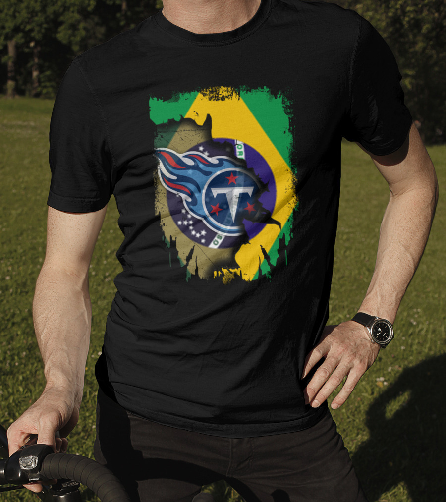 Brazilian Pride With Titans NFL Symbol Fusion T-Shirt