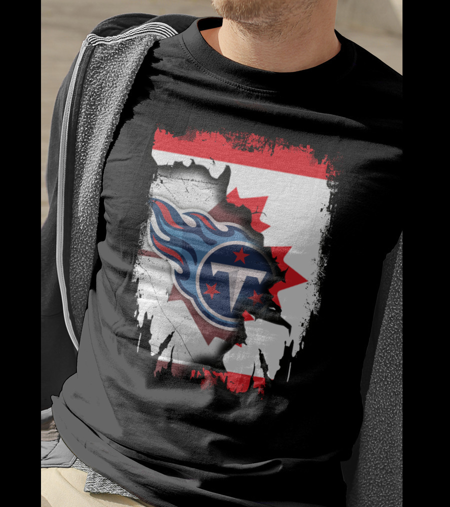 Canada Titans NFL Collaboration With Canadian Flag And Tennessee T-Shirt