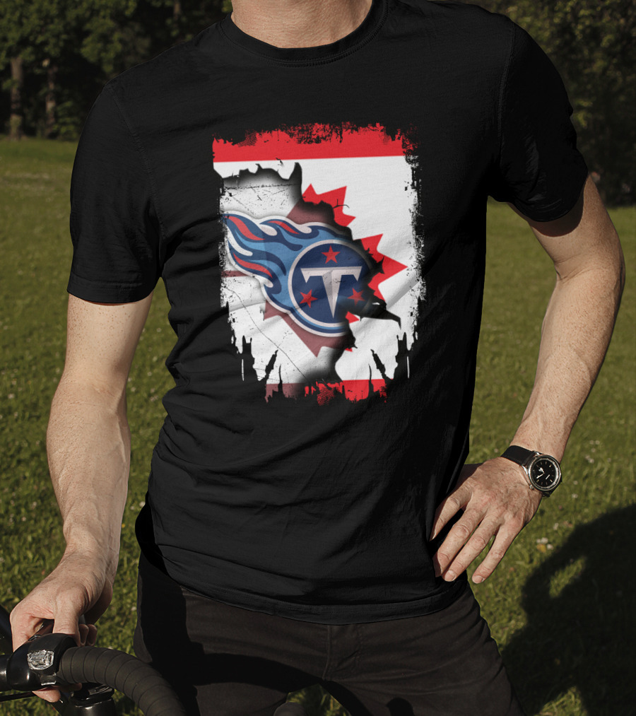Canada Titans NFL Collaboration With Canadian Flag And Tennessee T-Shirt