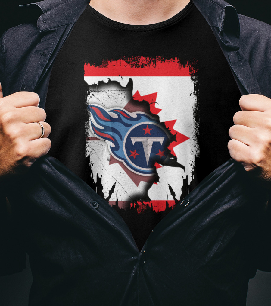 Canada Titans NFL Collaboration With Canadian Flag And Tennessee T-Shirt