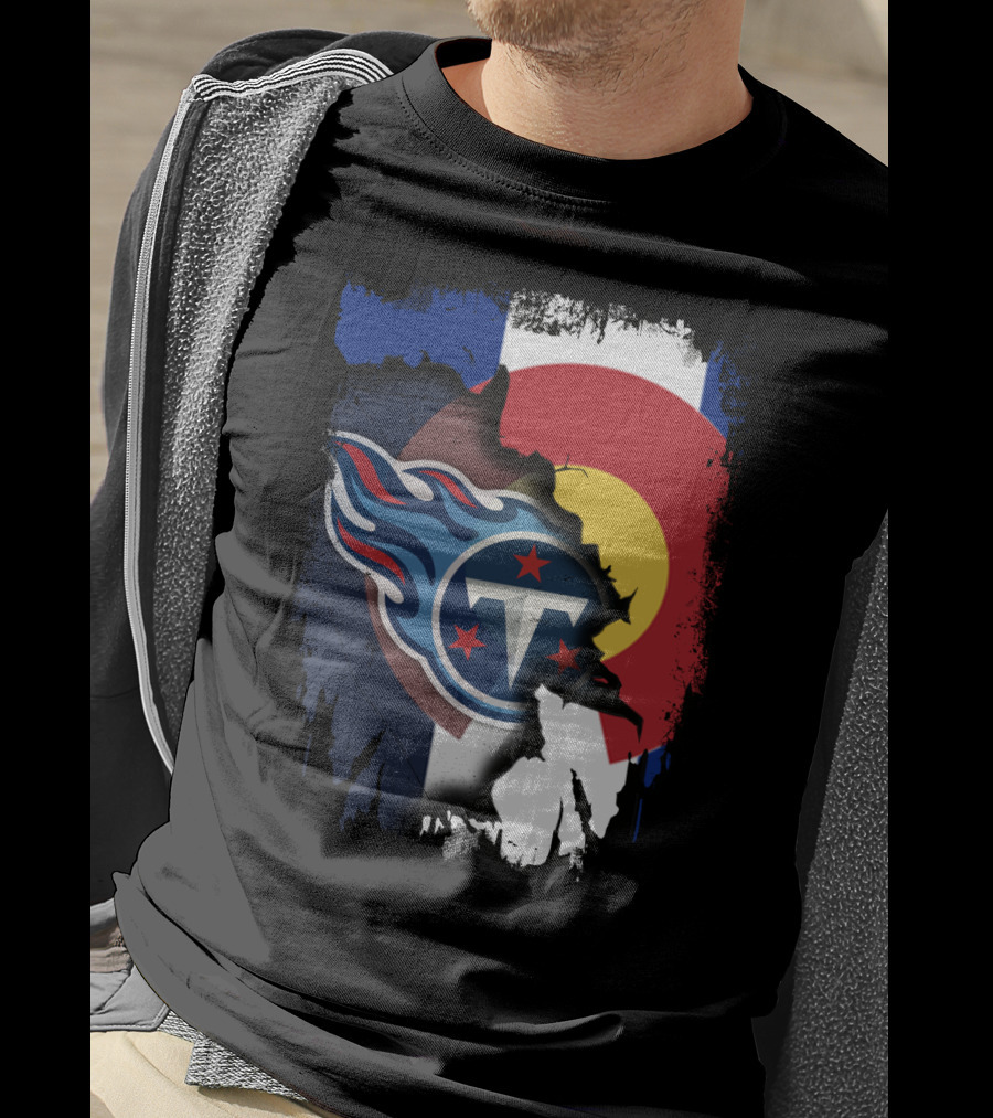 Together Colorado With Titans Logo Overlapping State Flag Colors T-Shirt