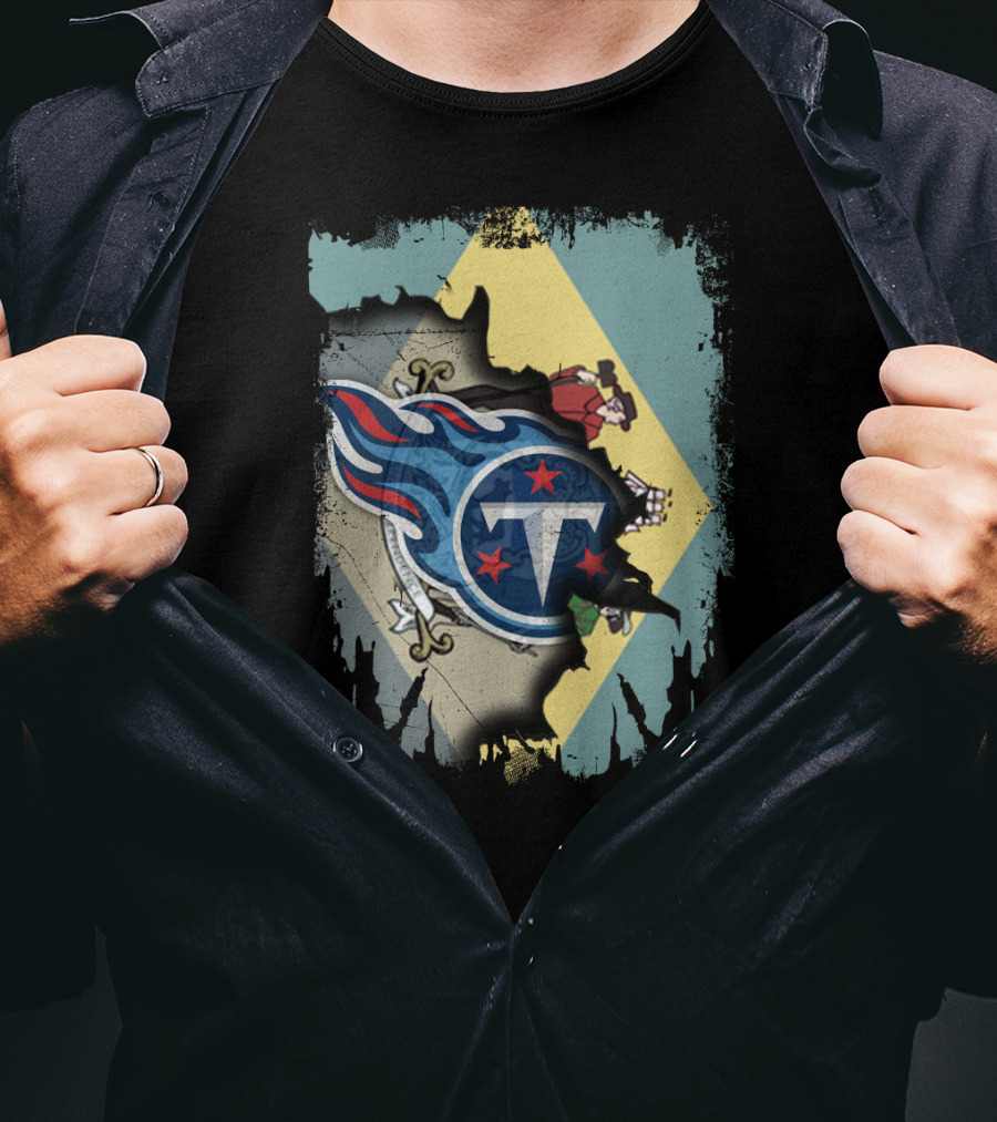 Together Delaware With Titans Logo Over State Flag T-Shirt