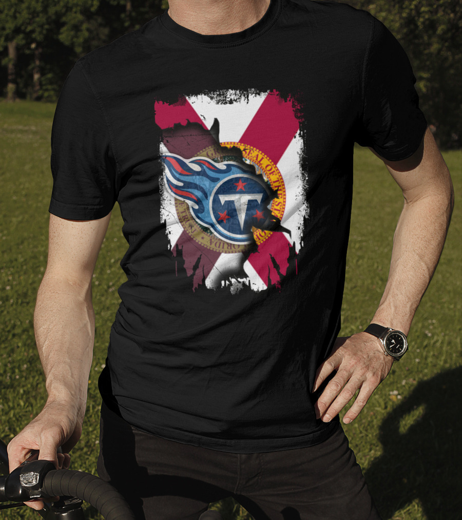Florida State Flag And Tennessee Titans Logo Fusion T-Shirt