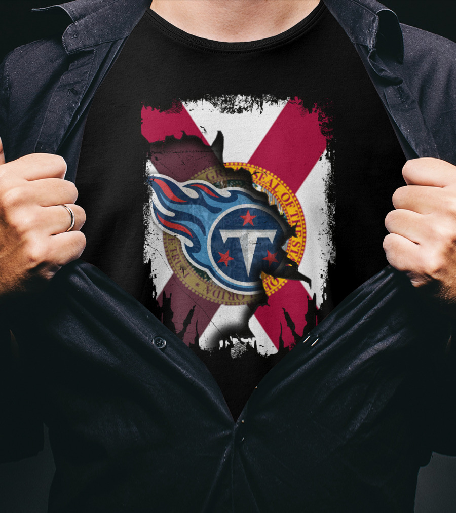 Florida State Flag And Tennessee Titans Logo Fusion T-Shirt