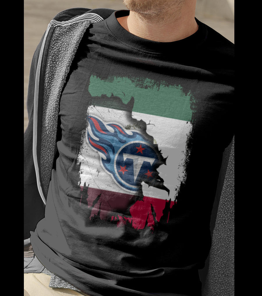 Titans Logo Blending With Mexico Flag - Together Mexico With Titans T-Shirt