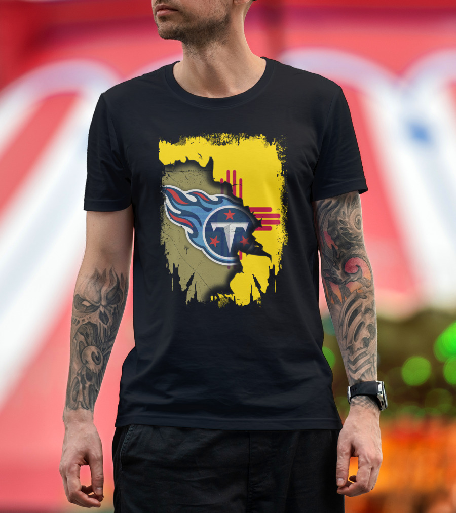 Together New Mexico Titans Flame Logo Zia Symbol Background T-Shirt
