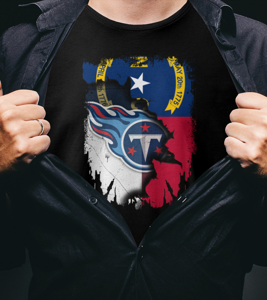 North Carolina State Pride With Tennessee Titans Logo Fusion T-Shirt