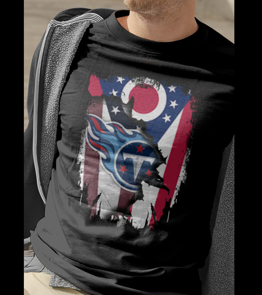 Ohio Flag With Tennessee Titans Logo Together T-Shirt