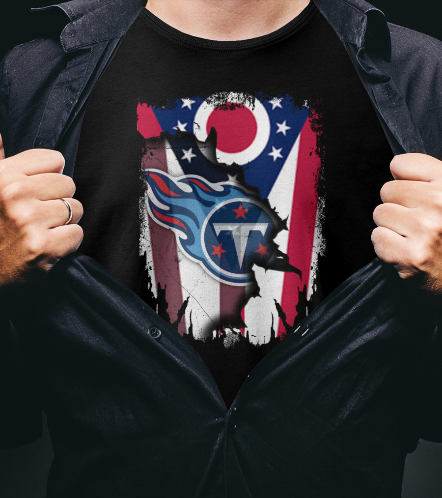 Ohio Flag With Tennessee Titans Logo Together T-Shirt