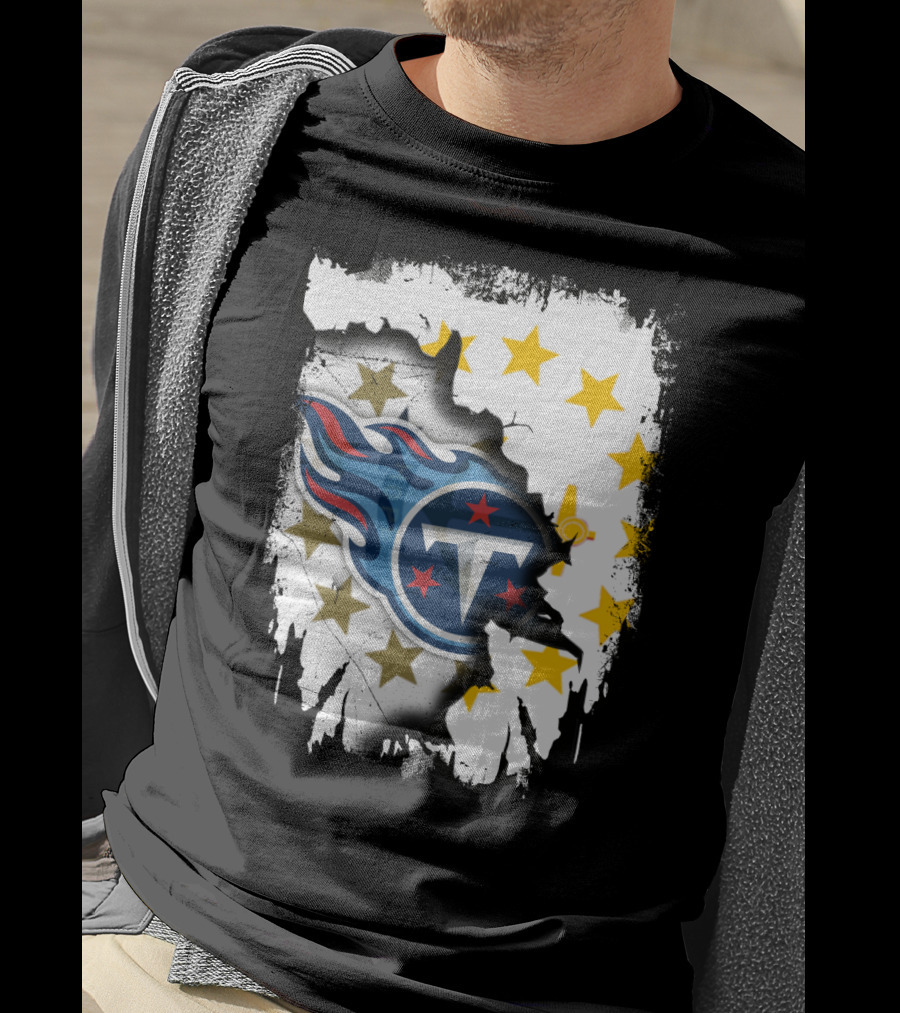 Titans Logo With Rhode Island State Flag Stars T-Shirt