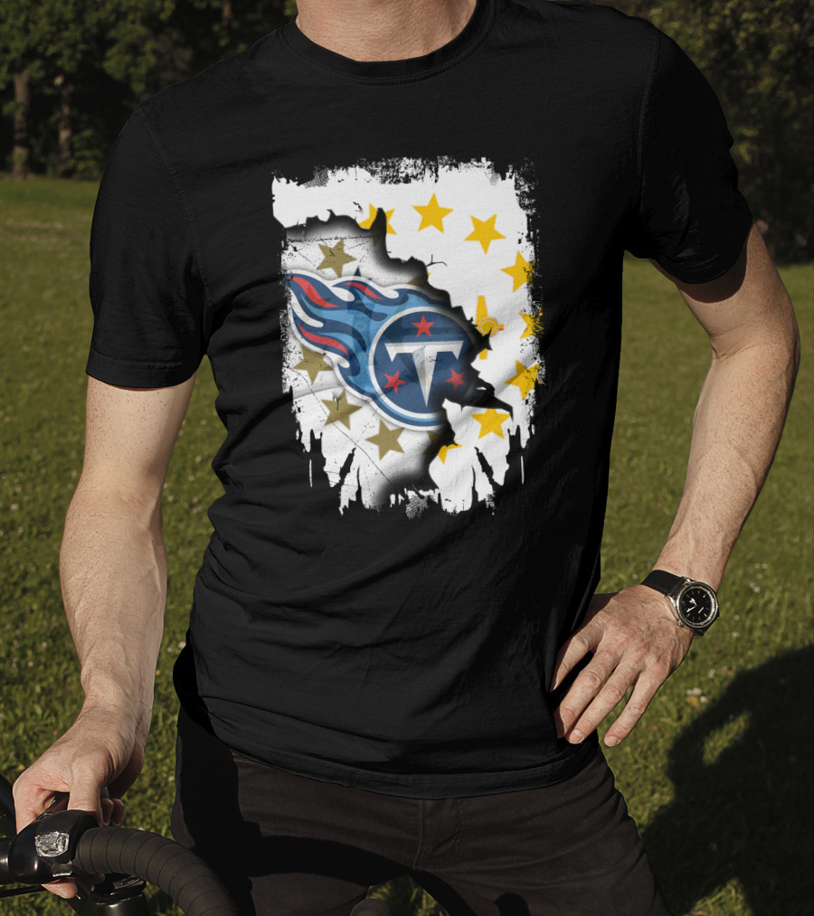 Titans Logo With Rhode Island State Flag Stars T-Shirt