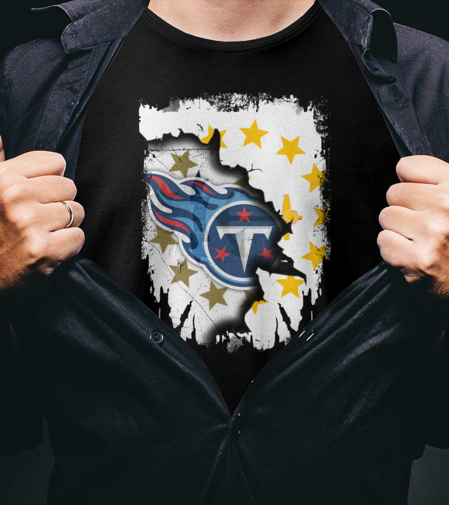 Titans Logo With Rhode Island State Flag Stars T-Shirt