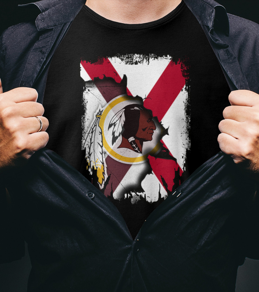 Alabama Flag Overlay With Washington Redskins T-Shirt