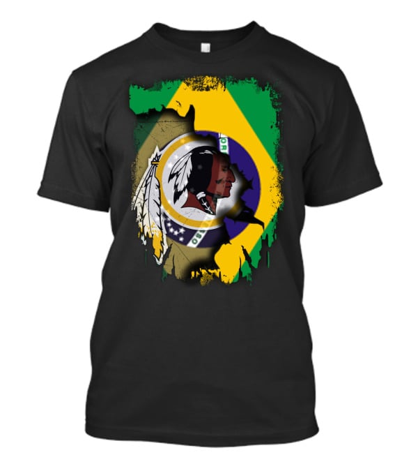 Together Brazil Flag With Redskins Football Team T-Shirt