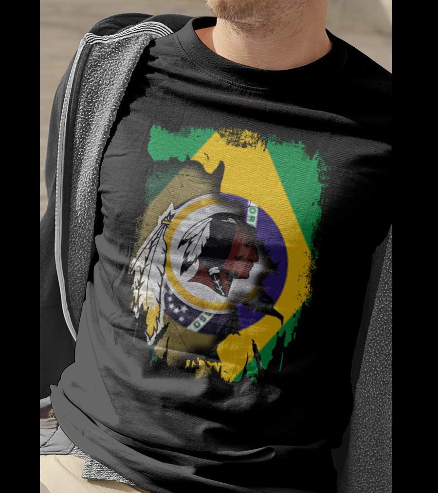 Together Brazil Flag With Redskins Football Team T-Shirt