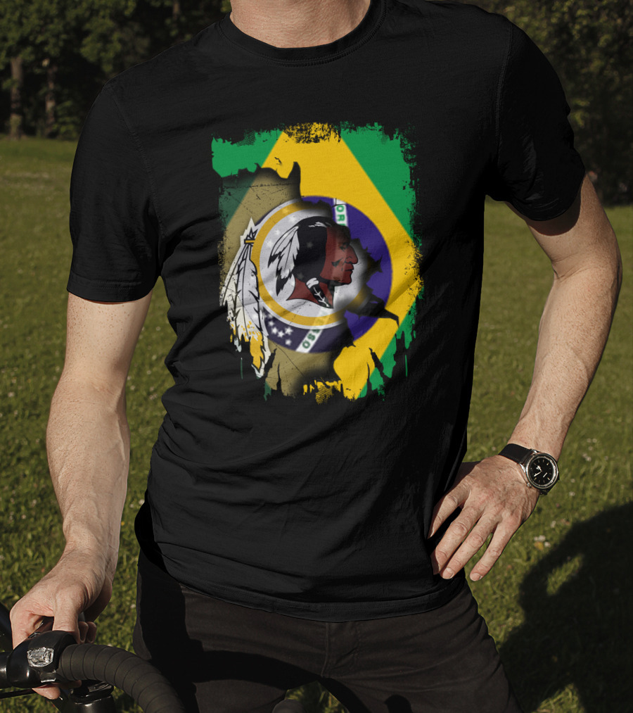 Together Brazil Flag With Redskins Football Team T-Shirt