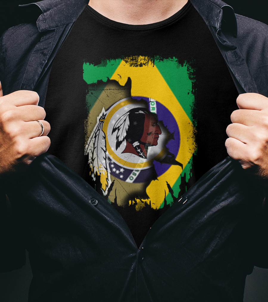 Together Brazil Flag With Redskins Football Team T-Shirt