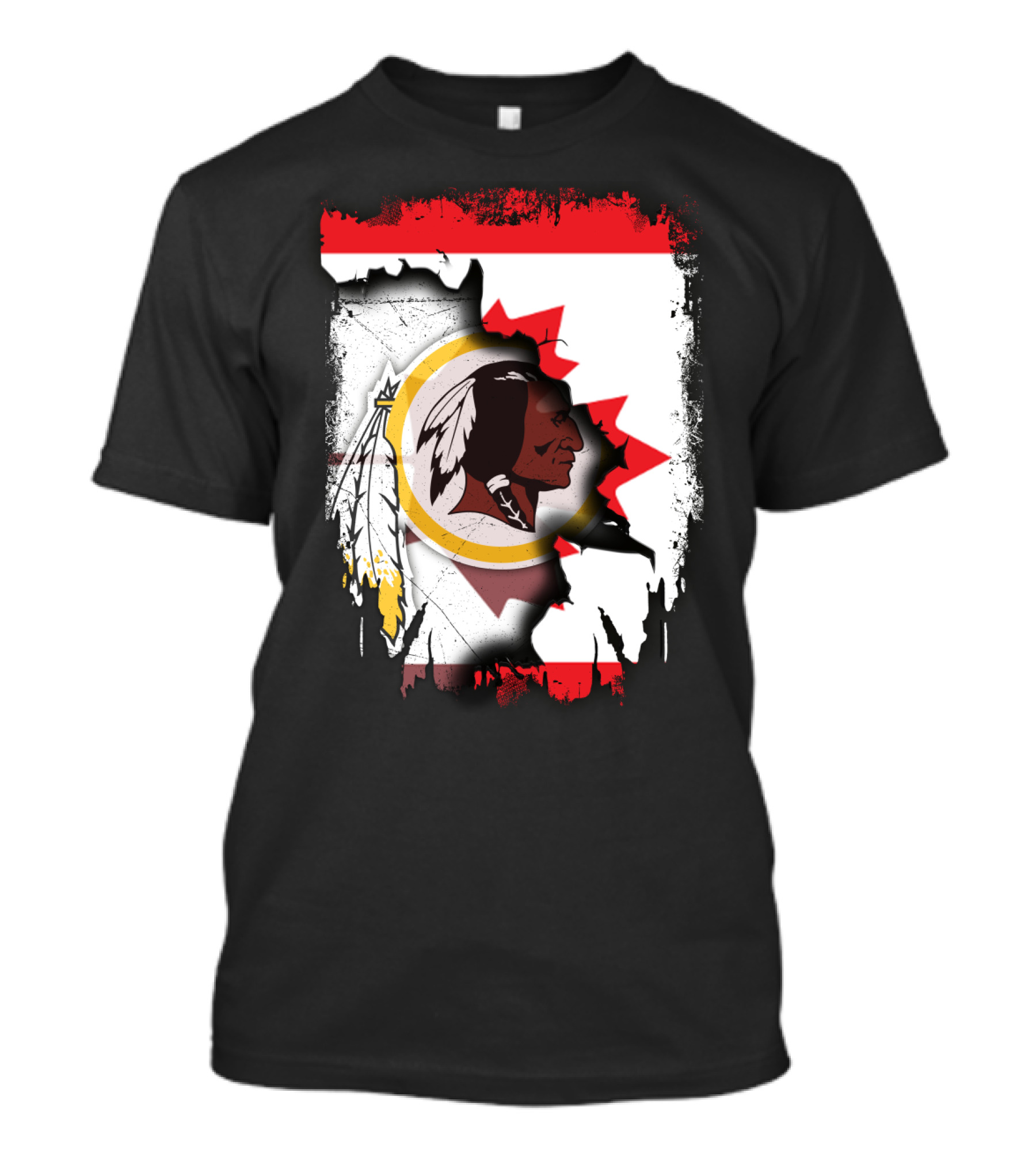 Together Canada Washington Redskins Logo In Torn Maple Leaf Flag T-Shirt