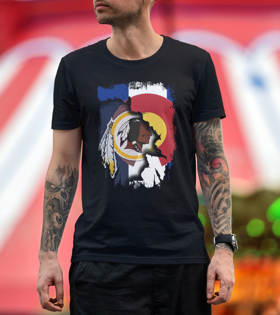 Colorado Flag Redskins Logo Together T-Shirt