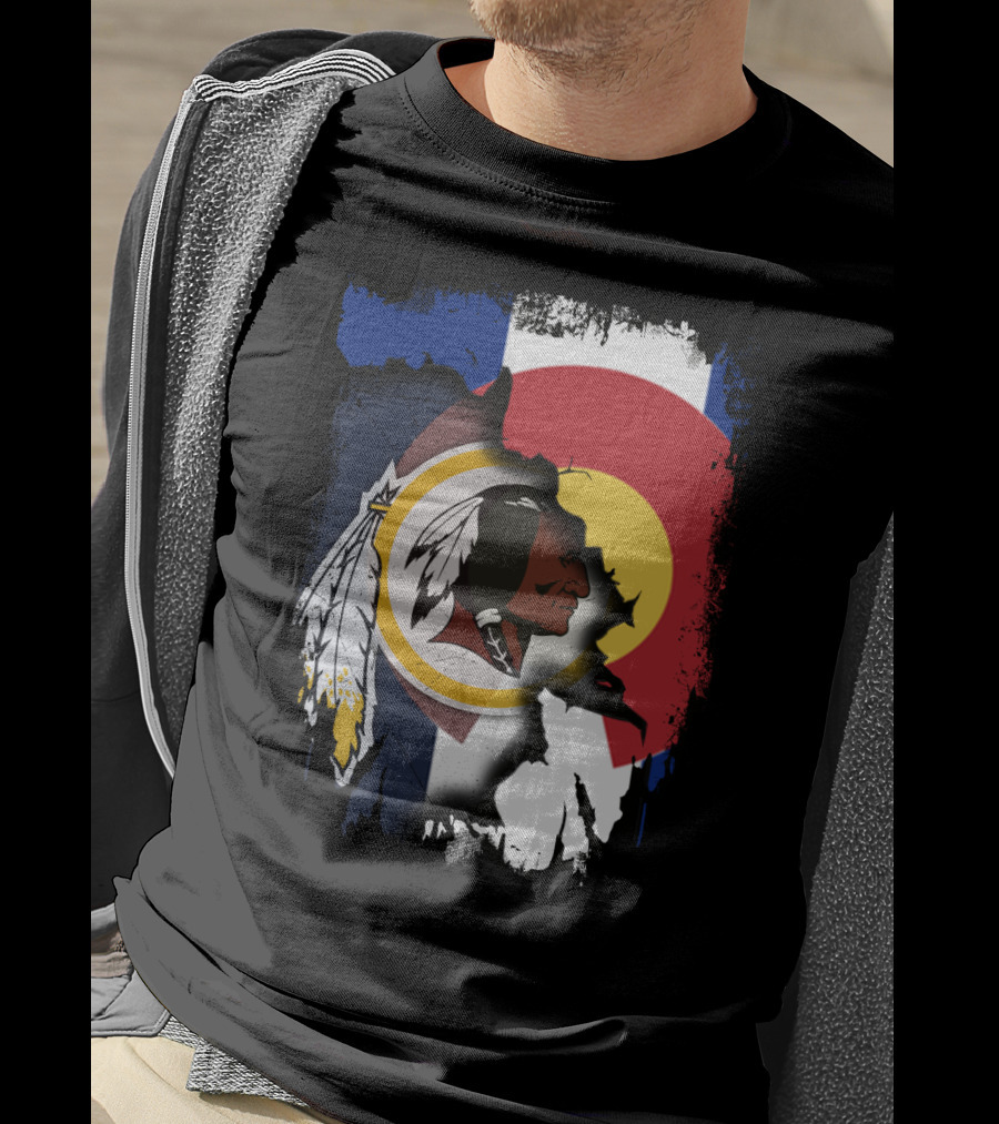 Colorado Flag Redskins Logo Together T-Shirt