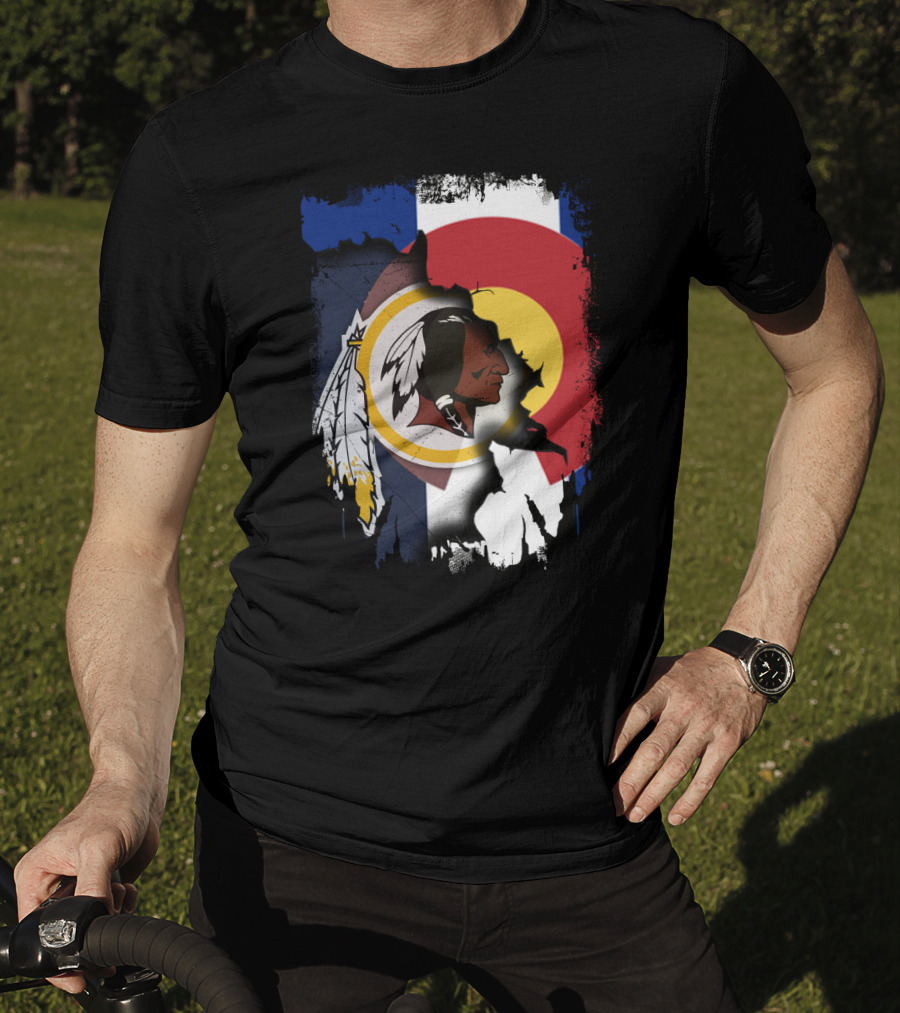 Colorado Flag Redskins Logo Together T-Shirt