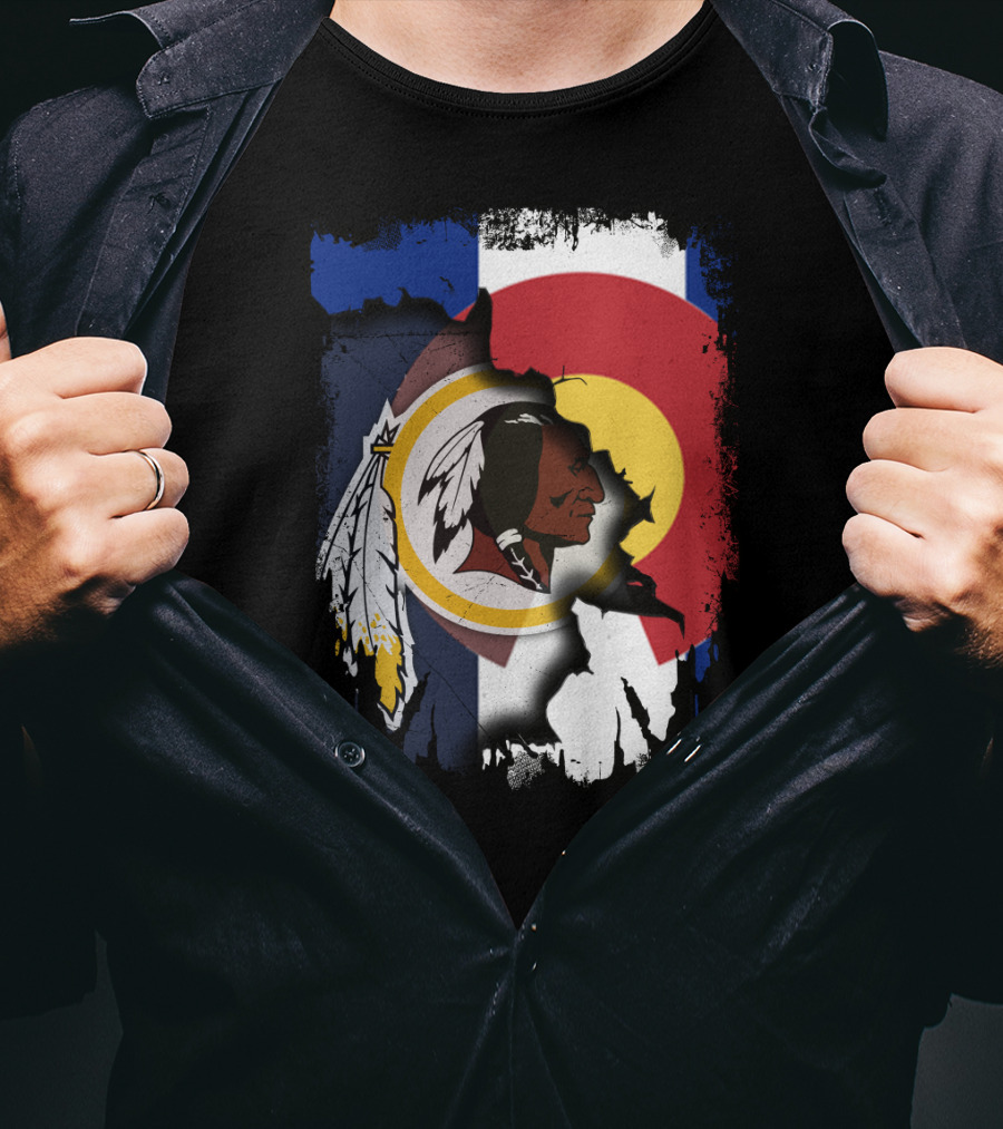 Colorado Flag Redskins Logo Together T-Shirt