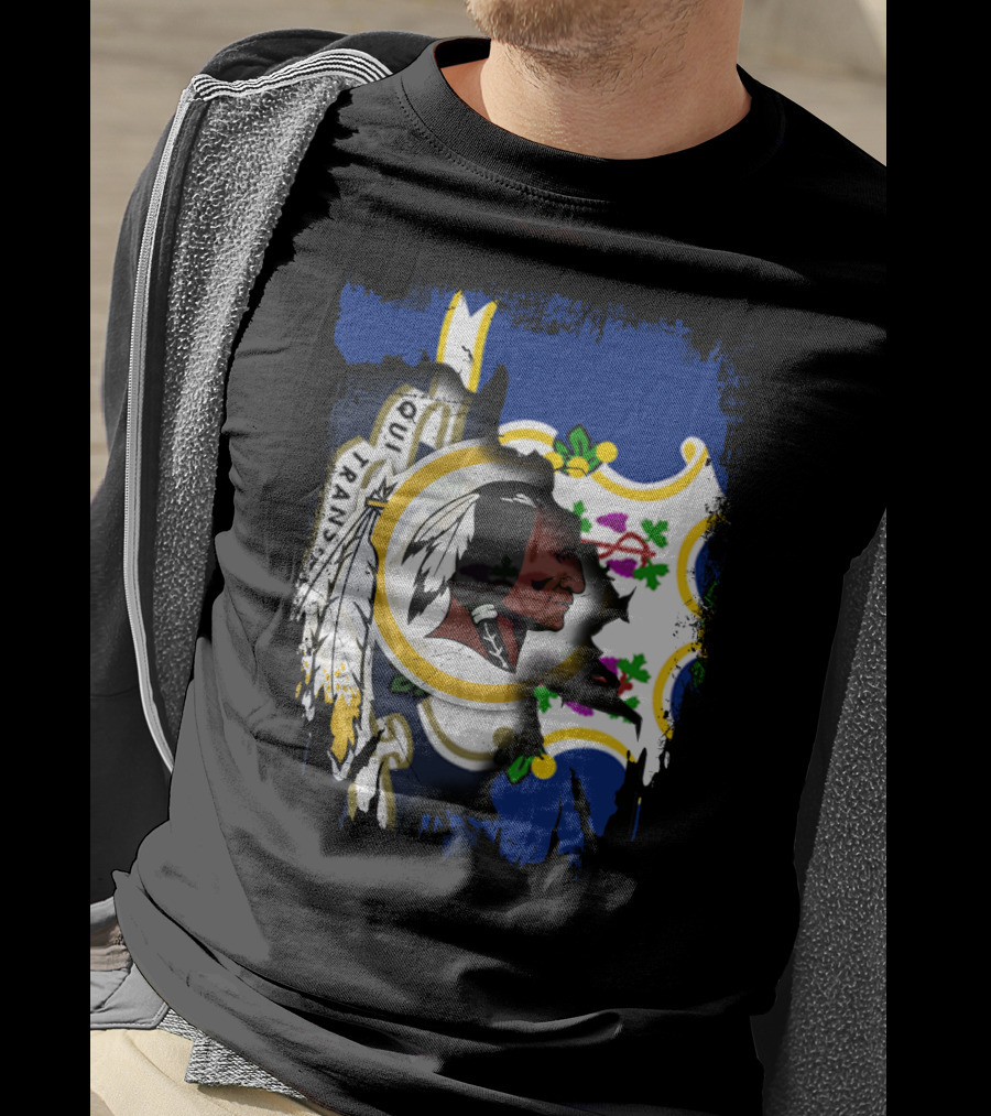Connecticut State Emblem Overlay With Redskins T-Shirt