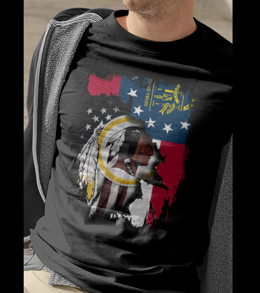 Georgia State Flag Merged With Washington Redskins T-Shirt