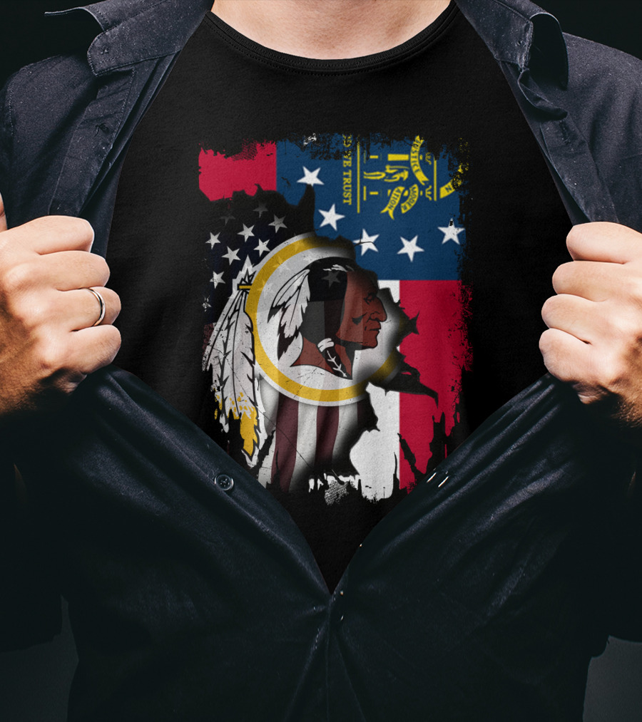 Georgia State Flag Merged With Washington Redskins T-Shirt