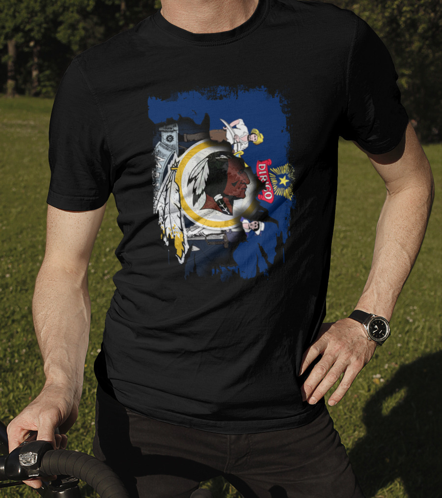 Together Maine With Redskins Dirigo Flag And Logo Montage T-Shirt