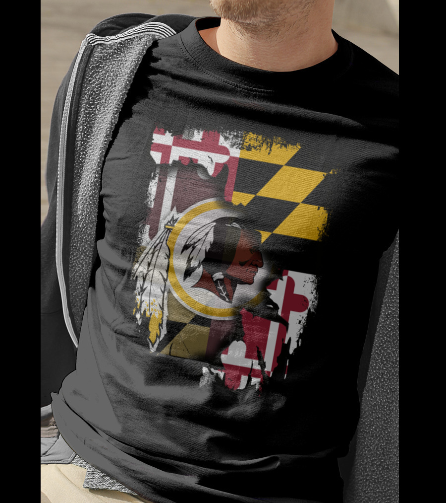 Maryland Flag With Washington Redskins T-Shirt