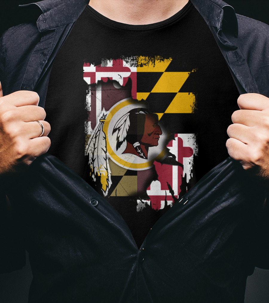 Maryland Flag With Washington Redskins T-Shirt
