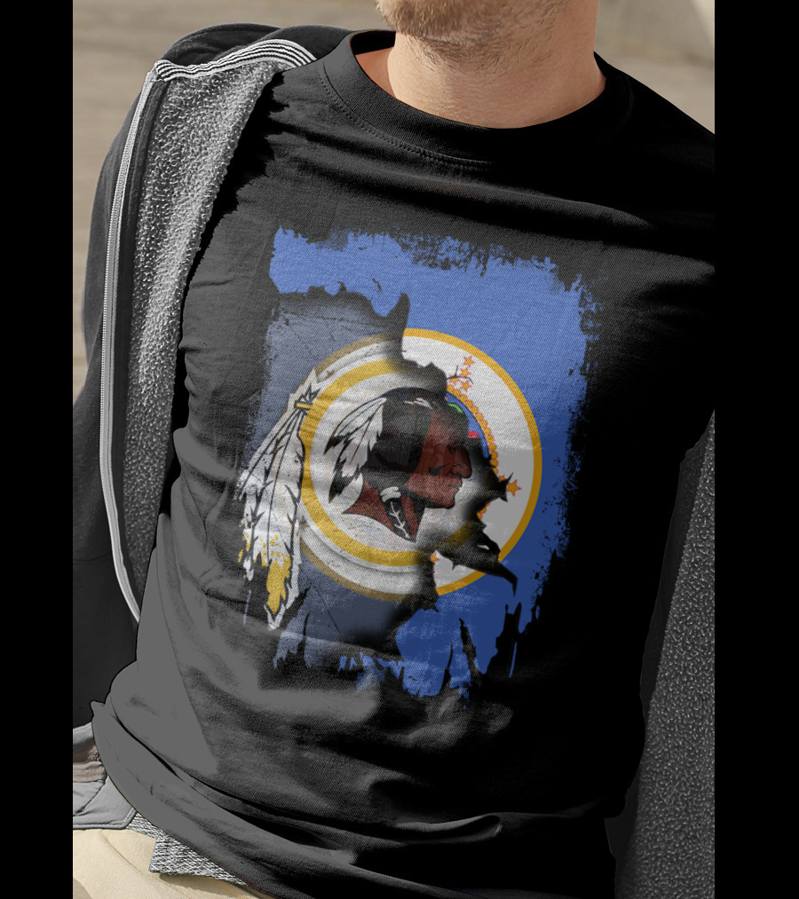 Together Minnesota With Redskins Vintage Logo And State Silhouette T-Shirt