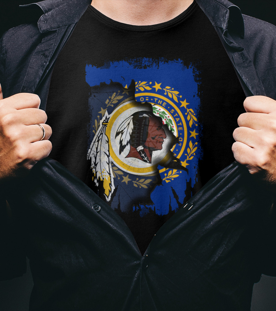 New Hampshire State Seal Blended With Historical Redskins T-Shirt