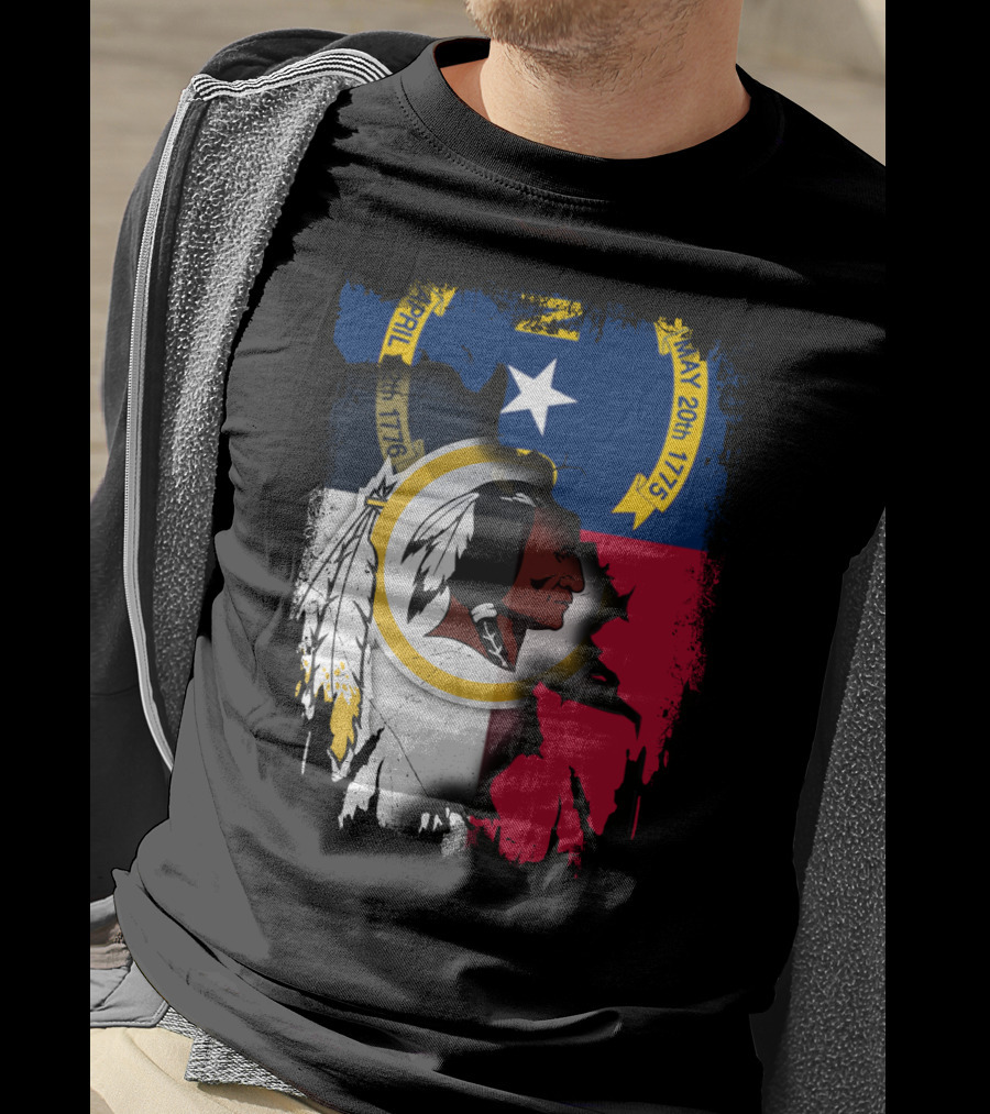 North Carolina State Flag Combined With Redskins T-Shirt
