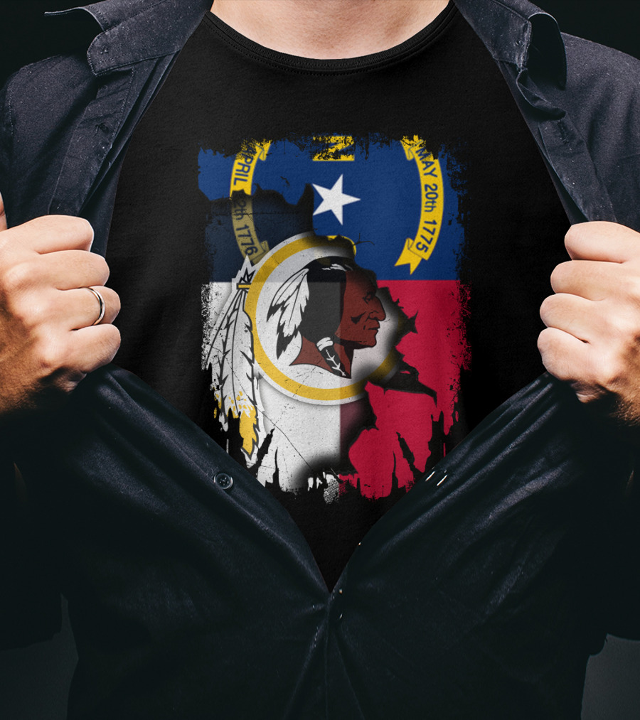 North Carolina State Flag Combined With Redskins T-Shirt
