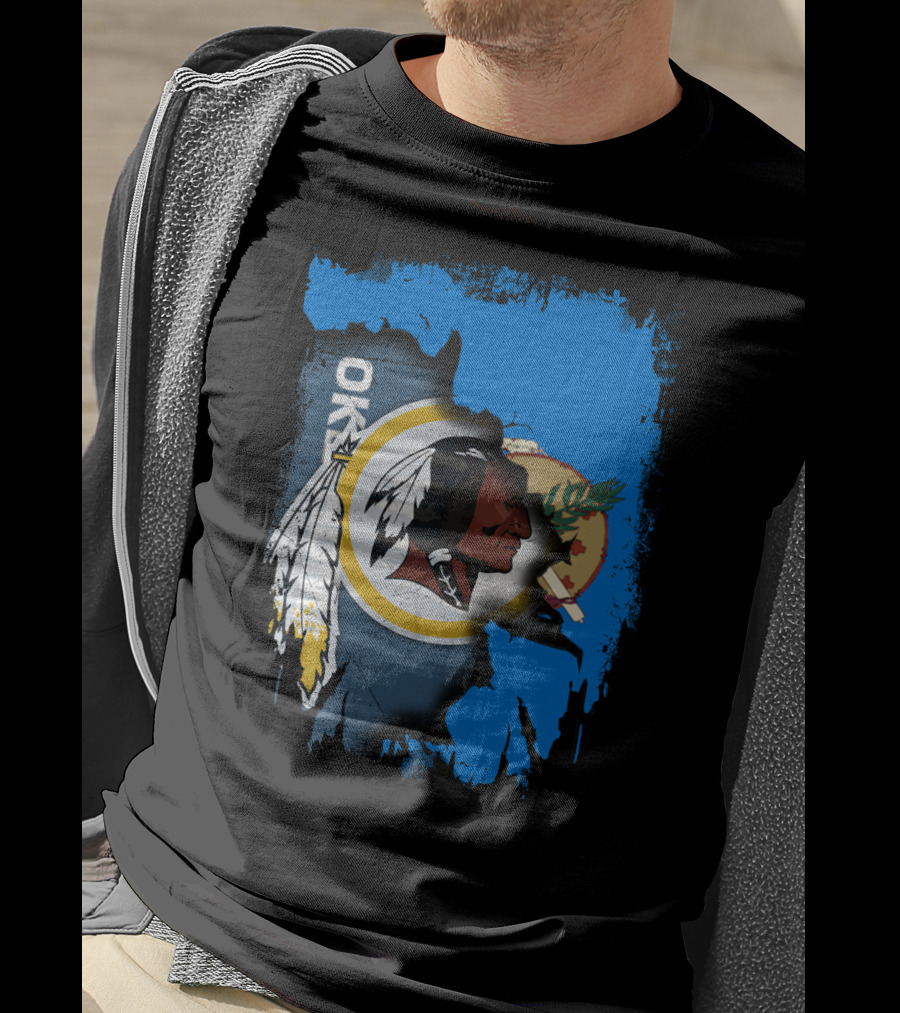 Oklahoma With Redskins Logo And Flag Elements T-Shirt