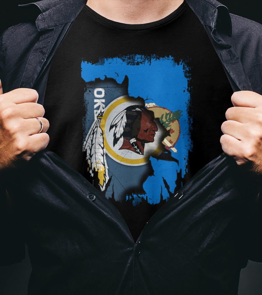 Oklahoma With Redskins Logo And Flag Elements T-Shirt