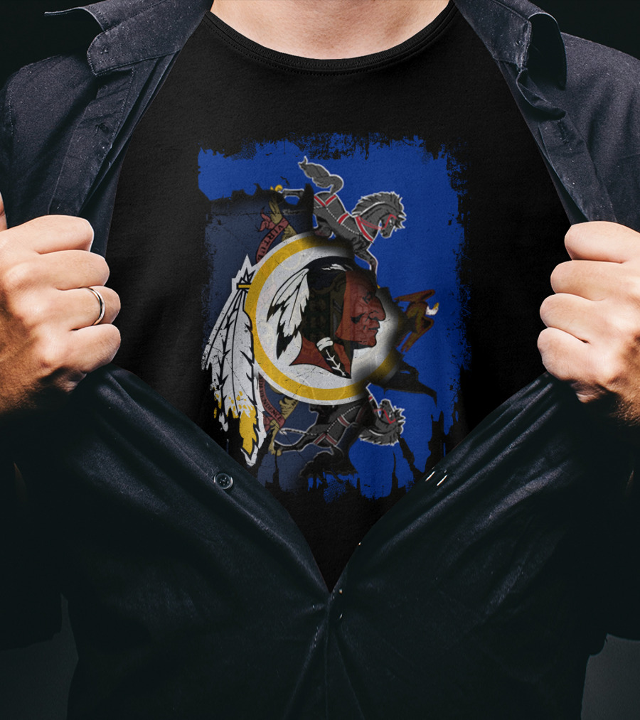 Together Pennsylvania Washington Redskins Logo With Two Black Knights Lions T-Shirt