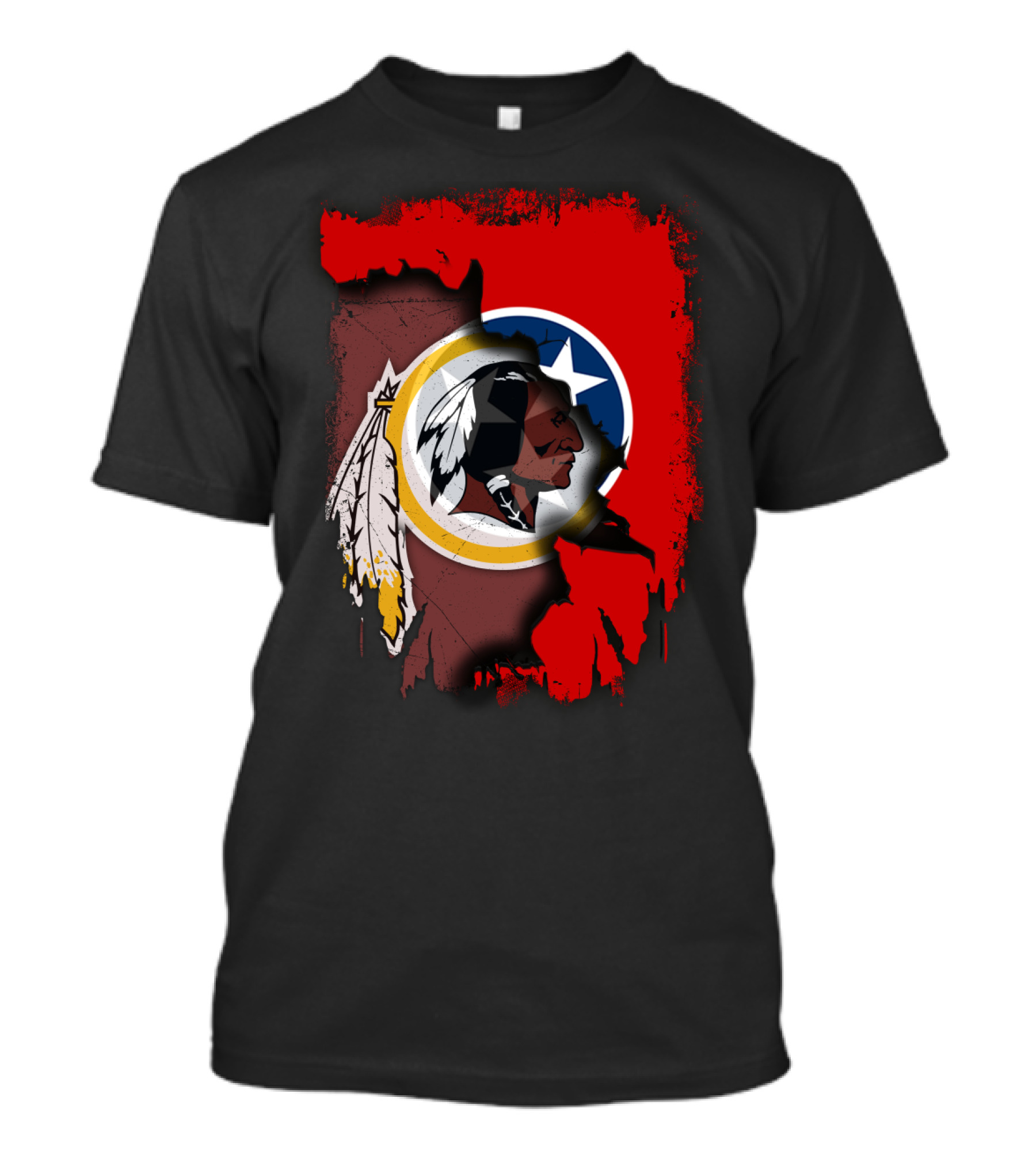 Tennessee Flag Overlay With Redskins Logo T-Shirt
