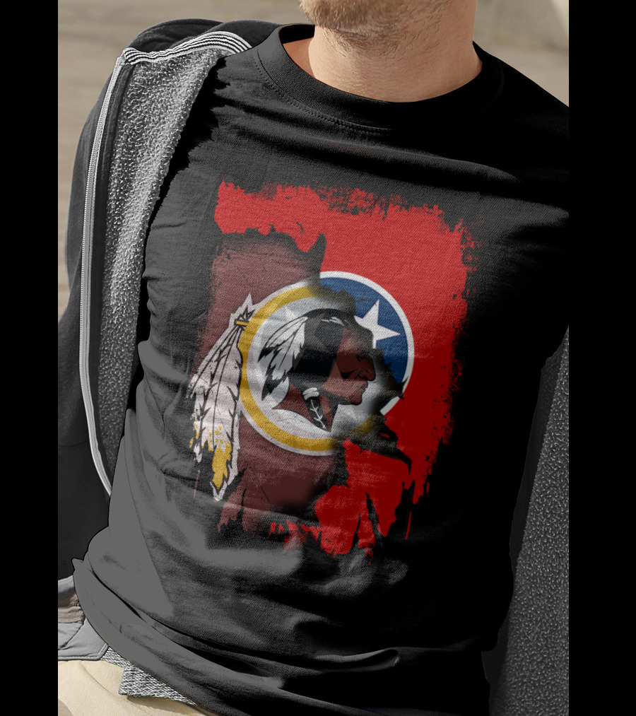 Tennessee Flag Overlay With Redskins Logo T-Shirt