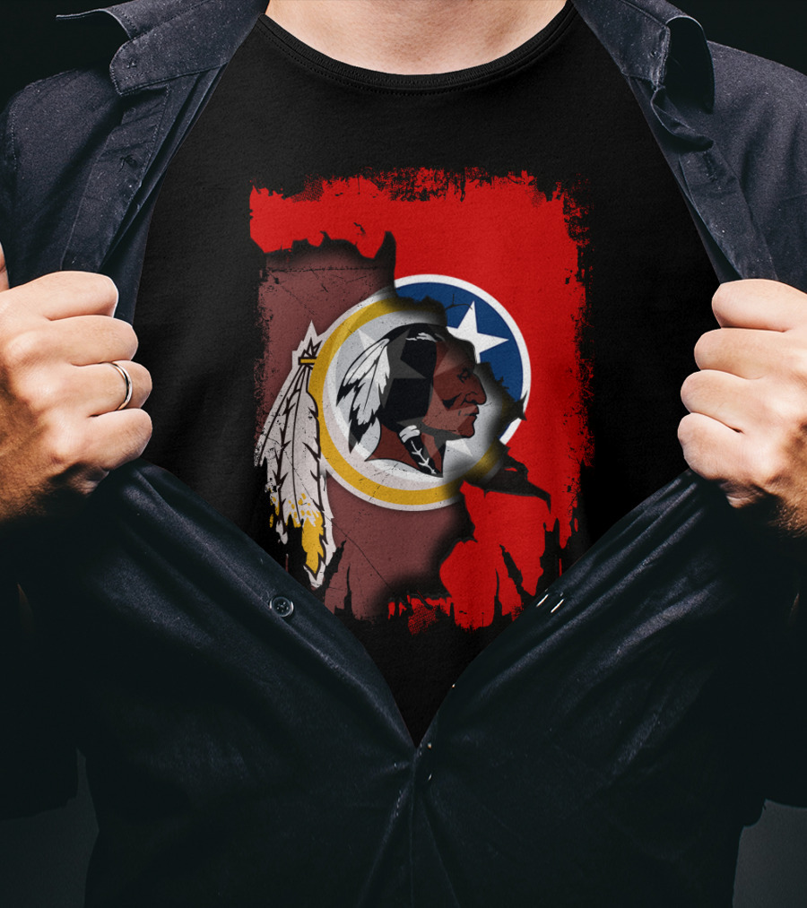 Tennessee Flag Overlay With Redskins Logo T-Shirt